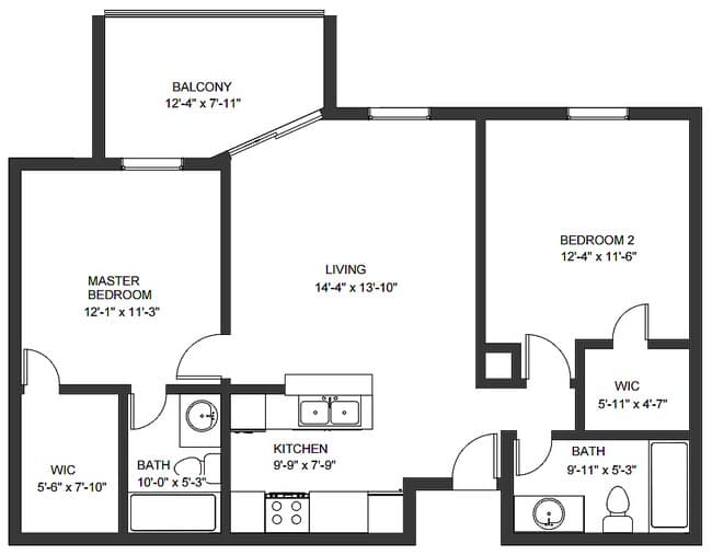 2 Beds • 2 Bath 213 floor plan