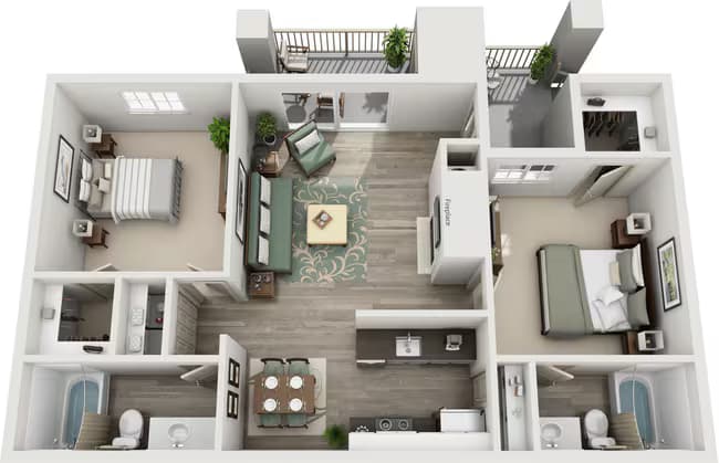 2 Beds • 2 Bath 2076 floor plan