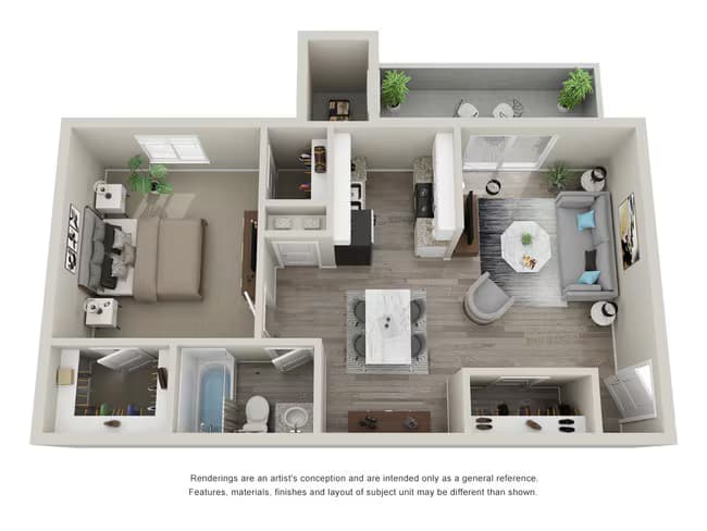 1 Bed 1 Bath 2060-2 floor plan