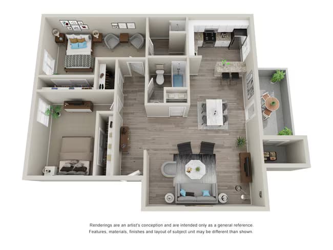 2 Bed 2 Bath 2113-2 floor plan