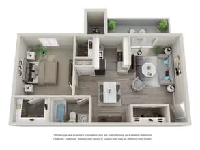 A1: 1 Bed 1 Bath 3063-1 floor plan