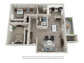 2 Bed 2 Bath 1136-2 floor plan