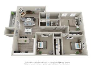 C1: 3 Bed 2 Bath 2007-2 floor plan