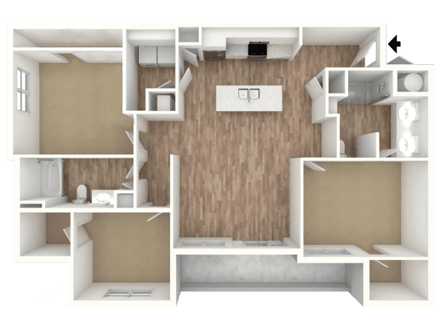 3 Beds • 2 Bath 24-1155 floor plan