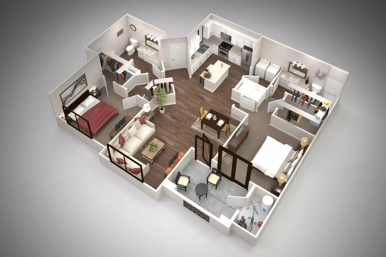 2 Beds • 2 Bath 3008 floor plan