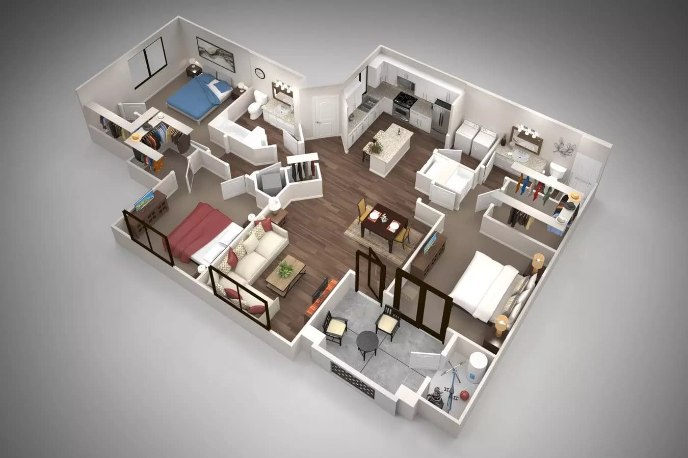 3 Bed/2 Bath 1053 floor plan