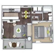 A1: 1 Bed 1 Bath S2049 floor plan