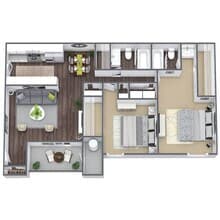 B1: 2 Bed 2 Bath S1020 floor plan