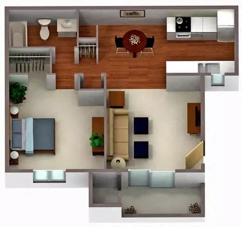 1x1 Classic 2098 floor plan