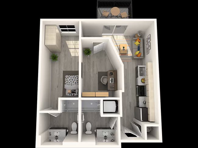 1 Bed • 2 Bath 422 floor plan