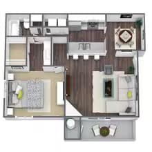 A2: 1 Bed 1 Bath 1L3105 floor plan