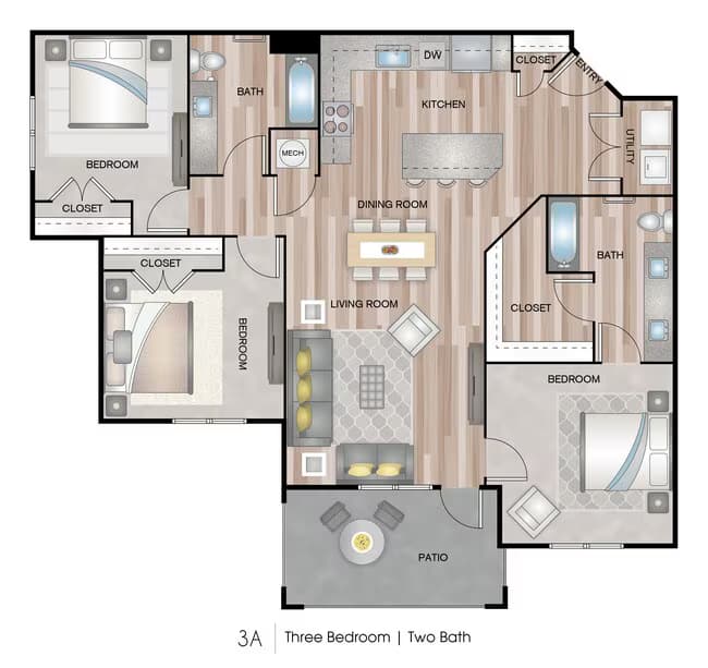 3 Beds • 2 Bath 2011 floor plan