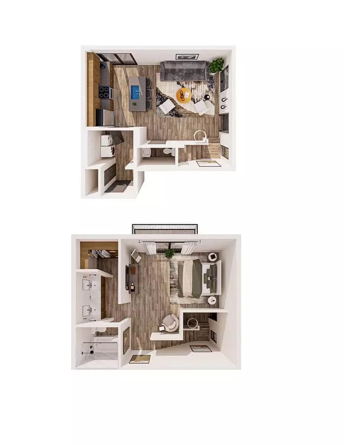 1 Bed • 1 Bath 44 floor plan