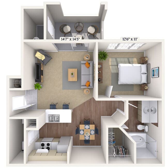1 Bed • 1 Bath 013006 floor plan