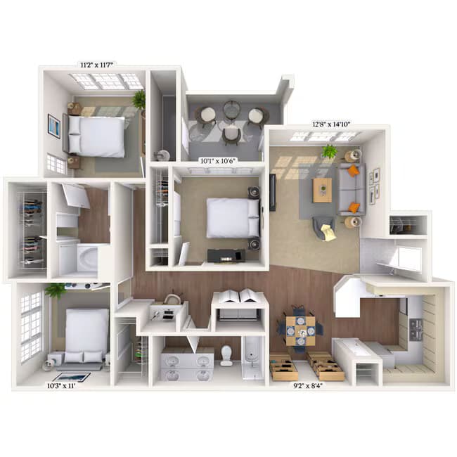 3 Beds • 2 Bath 013045 floor plan