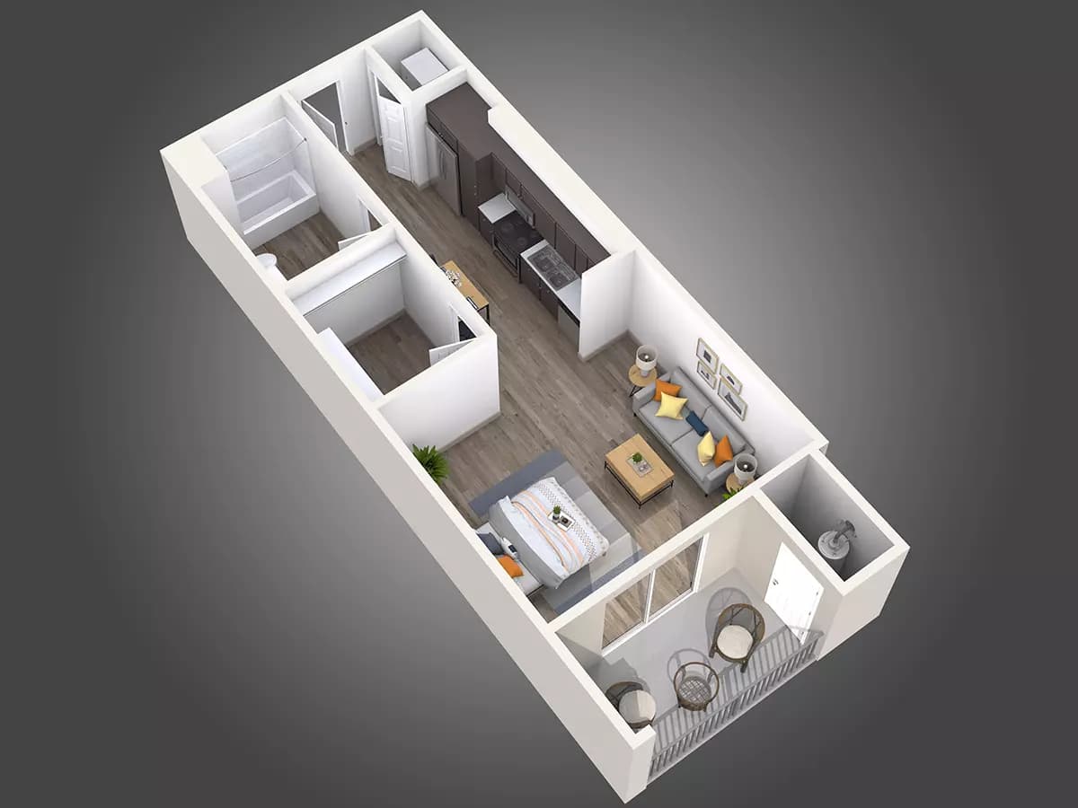 0 BED/1 BATH 409 floor plan
