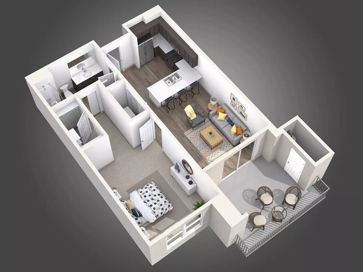 1 BED/1 BATH 342 floor plan