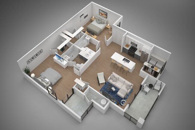 2 Beds • 2 Bath 1114 floor plan