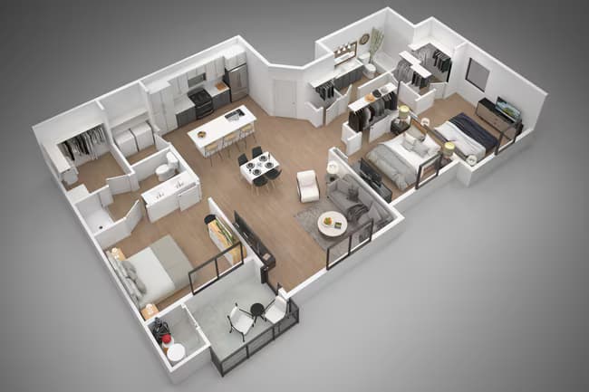 3 Beds • 2 Bath 1032 floor plan