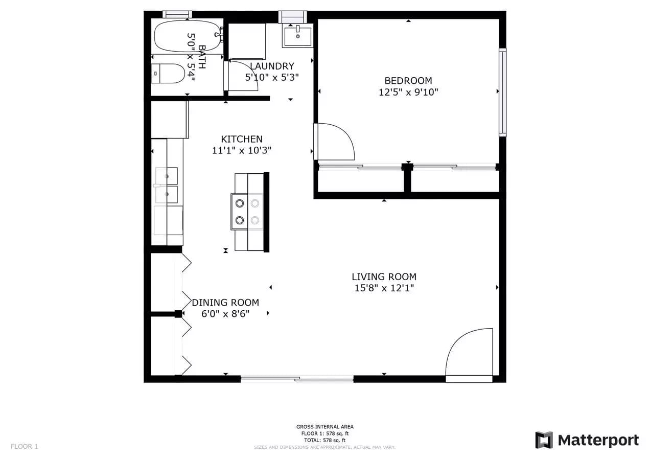 1 Bed • 1 Bath 4 floor plan