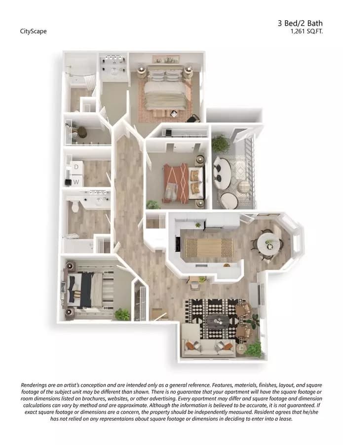 3x2 Renovated 282 floor plan