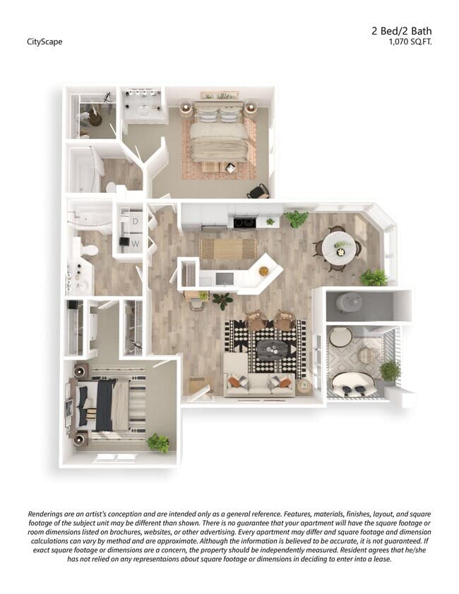 2 Beds • 2 Bath 185 floor plan