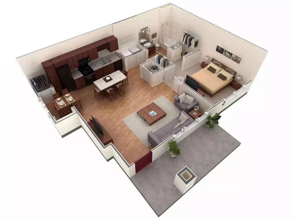 1 BR Grand Courtyard 1083 floor plan