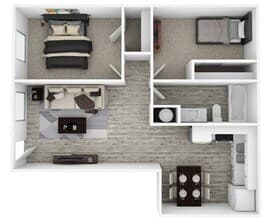 2 Beds • 1 Bath 264 floor plan