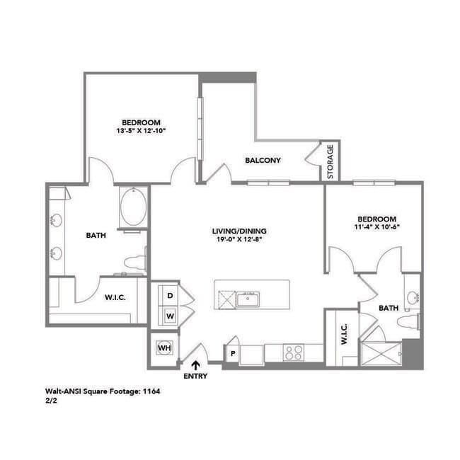 2 Beds • 2 Bath 2072 floor plan