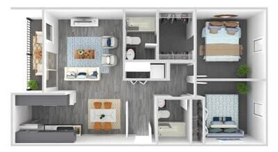 2 Bed - 2 Bath 111 floor plan
