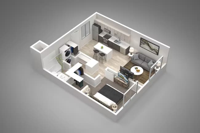 1 Bedroom/1 Bath 2108 floor plan
