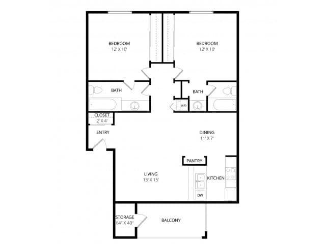 2 Beds • 2 Bath 149 floor plan
