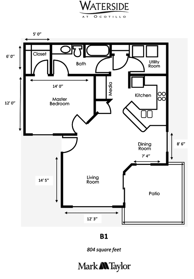 One Bedroom/One Bath (a1-062) floor plan