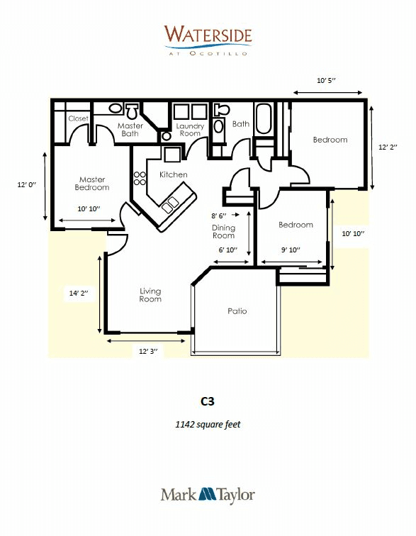 Three Bedroom/Two Bath (c3-062) floor plan
