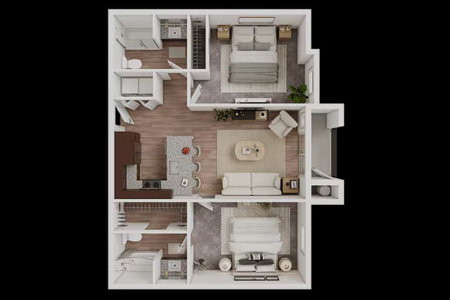 2 Beds • 1 Bath 3052 floor plan