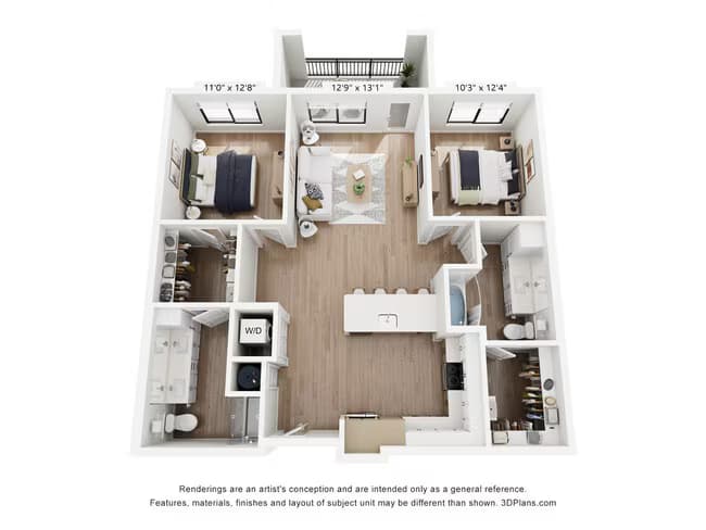 2 Beds • 2 Bath 1106 floor plan