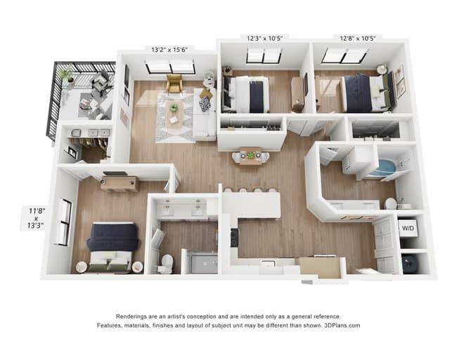 3 Beds • 2 Bath 1101 floor plan