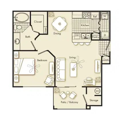 1 Bed • 1 Bath 2063 floor plan