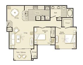 2BR/2BA floor plan