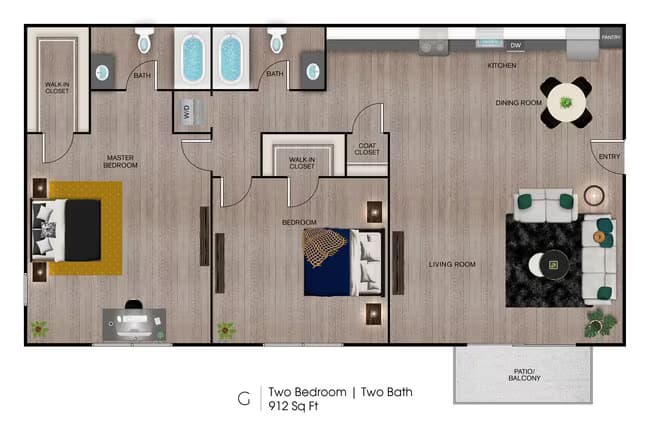 2 Beds • 2 Bath 331 floor plan