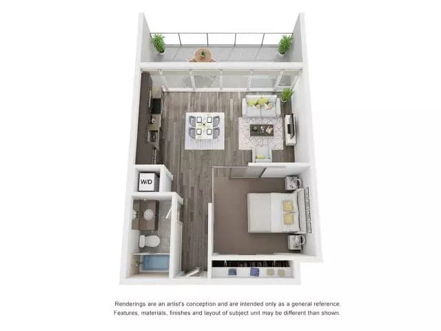 1 Bed 1 Bath B1 T1-0503 floor plan