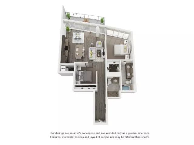 2 Bed 2 Bath C3 T1-0801 floor plan