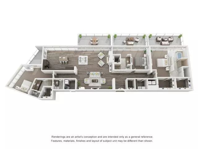 3 Bed 3 Bath D3 T2-1837 floor plan
