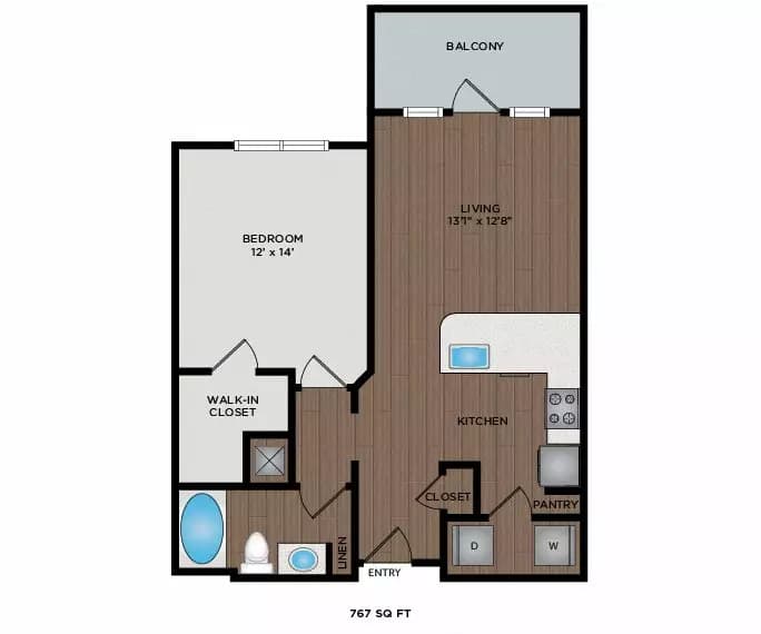 1 Bed • 1 Bath 420 floor plan