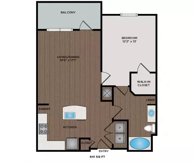 654 Sq Ft 414 floor plan