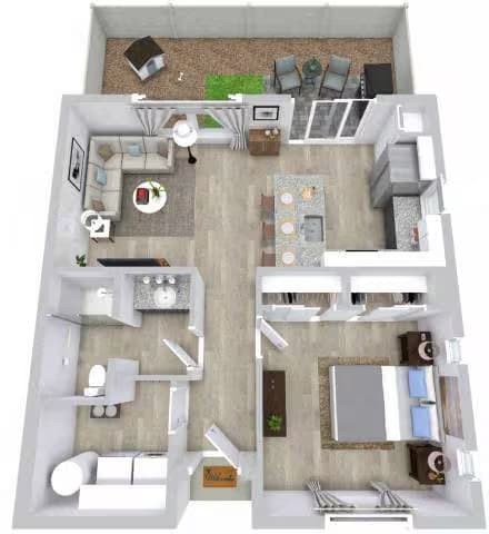 1 Bed • 1 Bath 1196 floor plan