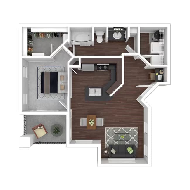 1 Bed • 1 Bath 1022HC floor plan