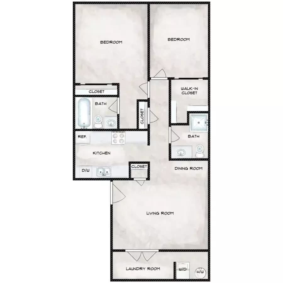 2 Beds • 2 Bath 212 floor plan