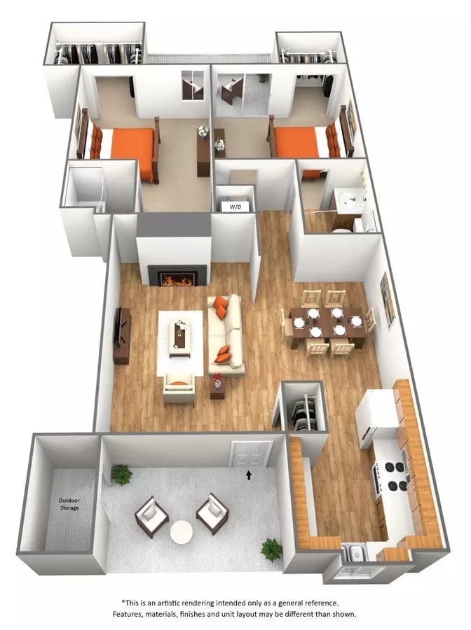 2 Bedroom 2 Bath - B2 2153 floor plan