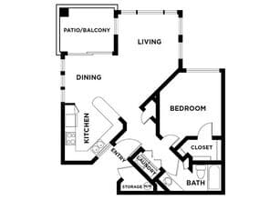 One Bedroom 10-136 floor plan